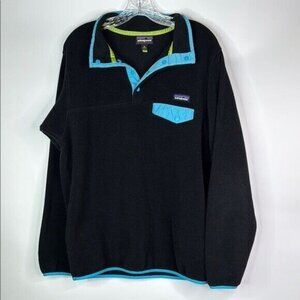Vintage Patagonia Synchilla Snap T Black Pullover Fleece Sweatshirt Size XL